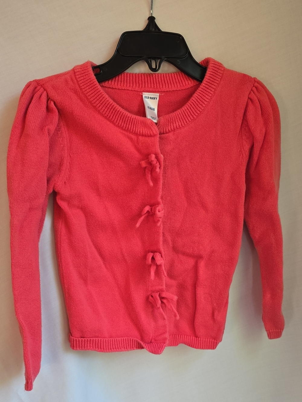 Old Navy Coral Pink Knit Bow-Front Cardigan